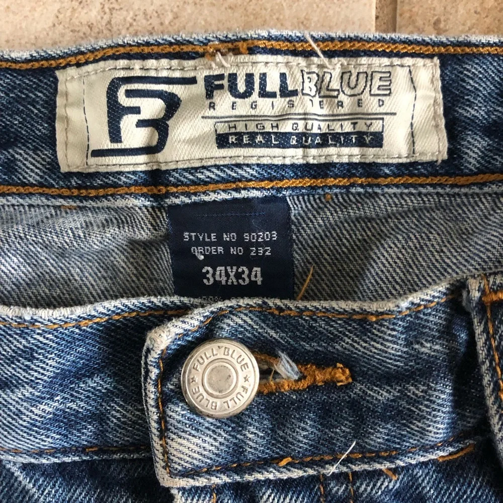 Full Blue Registered Vintage Straight Leg Distressed Jeans Retro High Rise - Picture 11 of 16